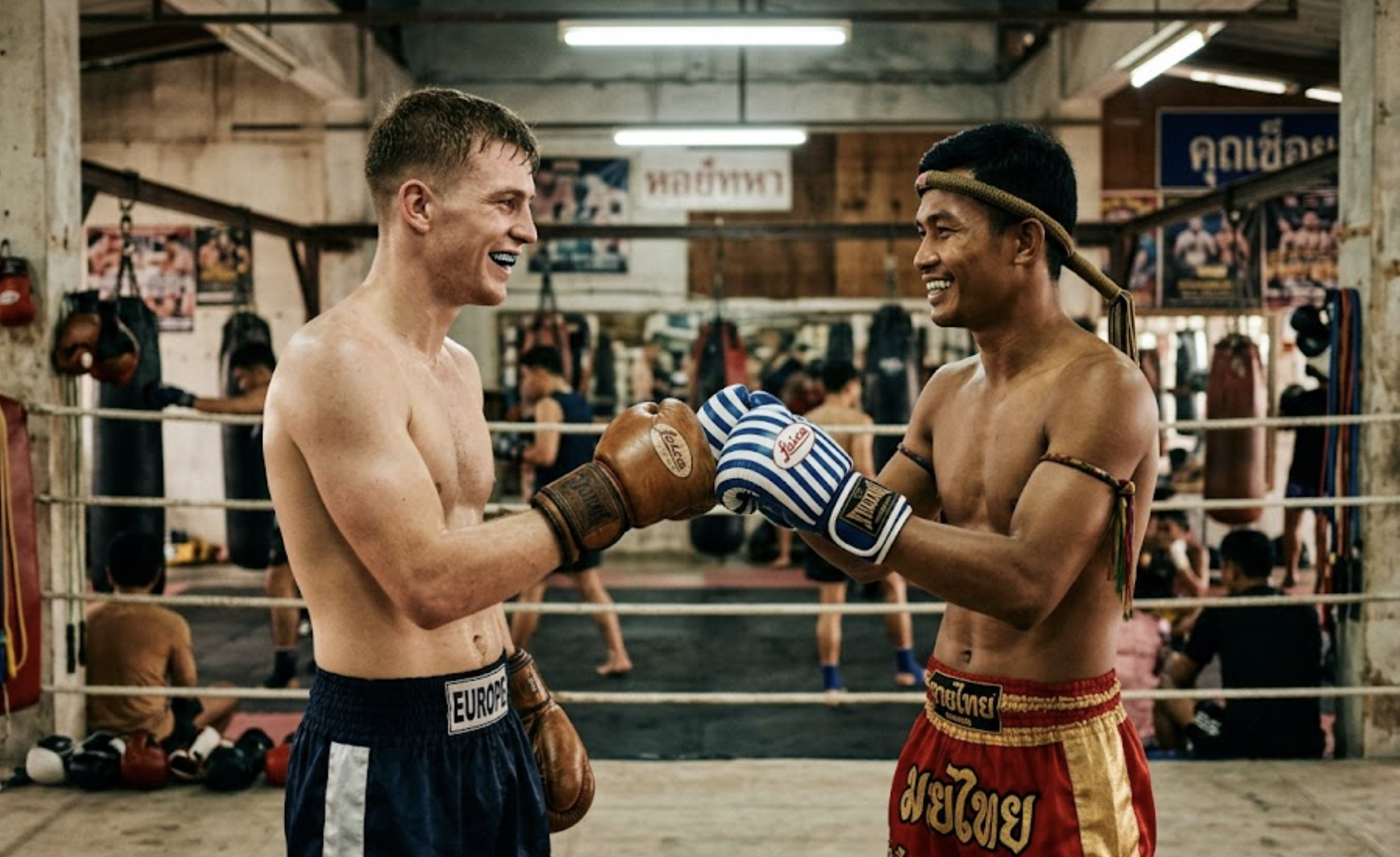 Muay Thai training — kicks, knees and clinch work in the gym