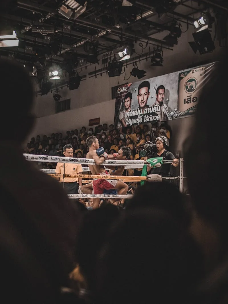 Two Muay Thai fighters in the ring, Bangkok