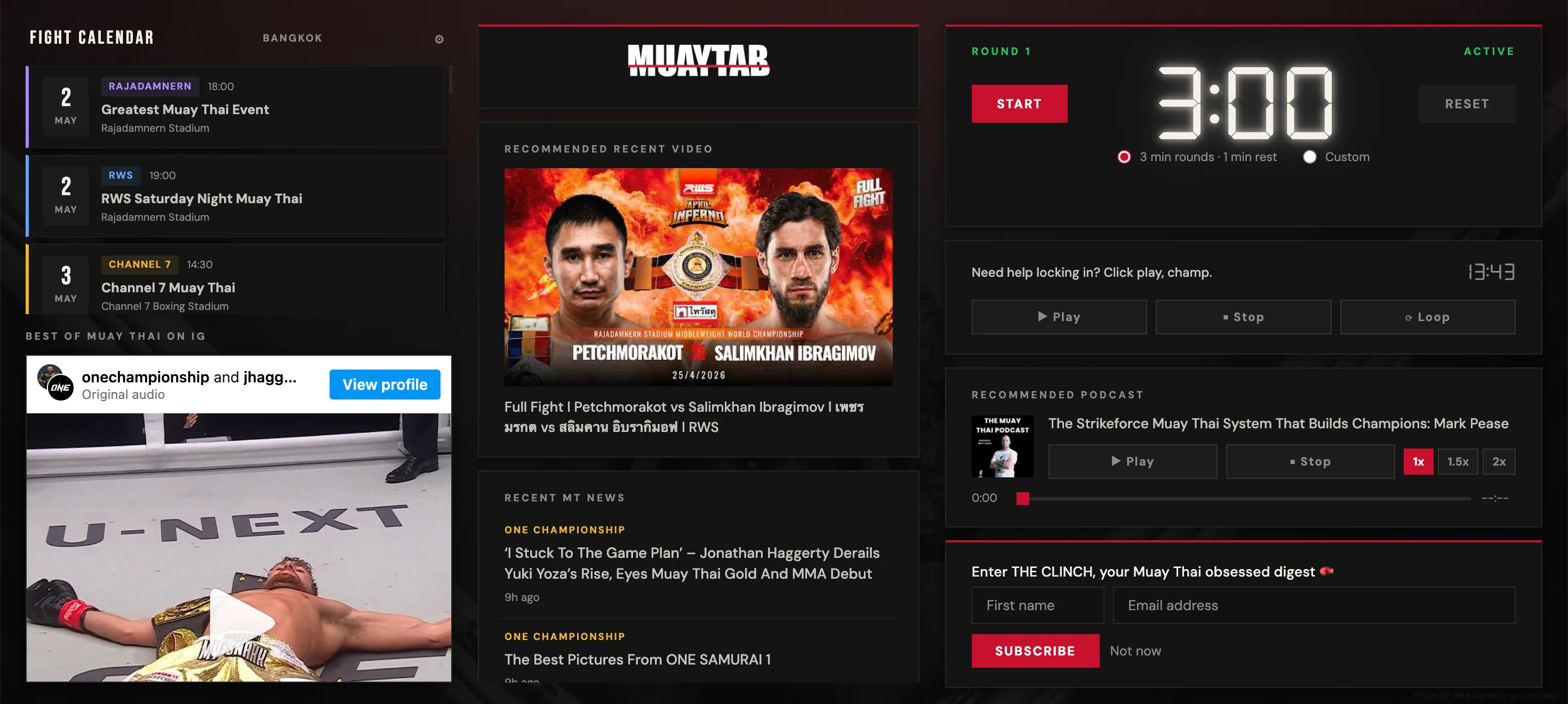 MuayTab fight calendar Chrome extension