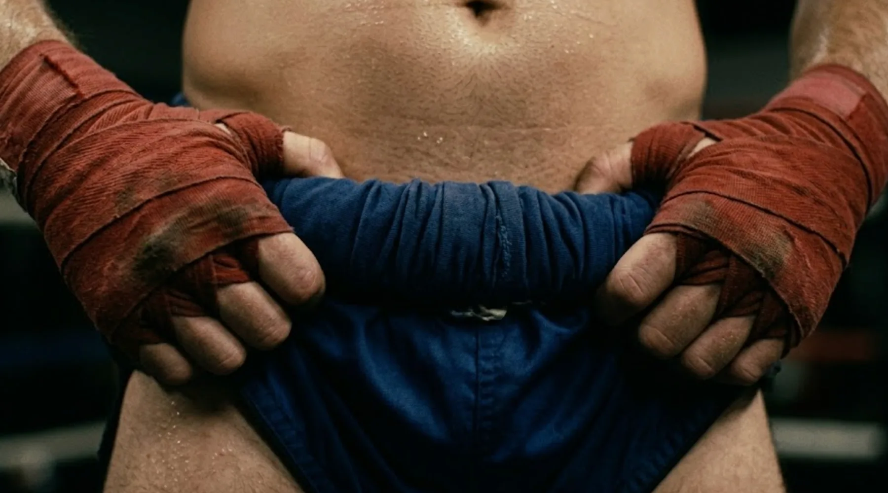 Muay Thai shorts with waistband rolled