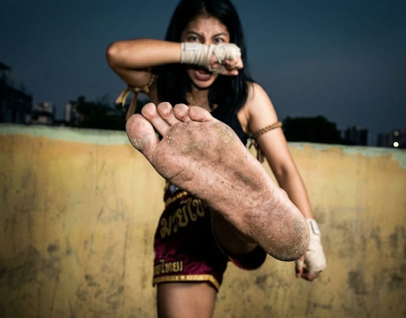 Muay Thai fighters in competition, Bangkok