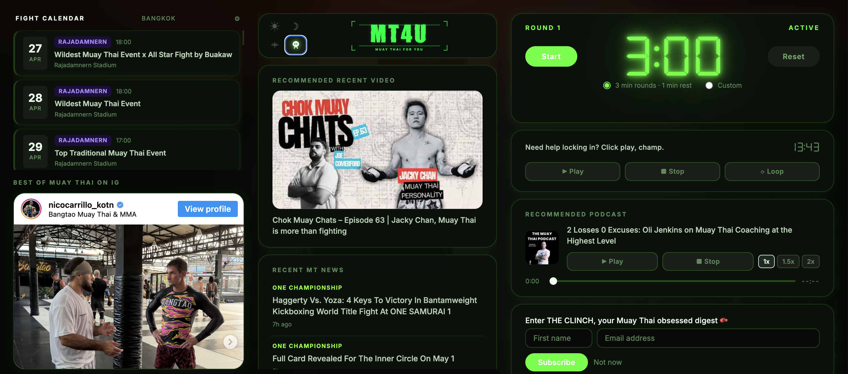 MuayTab in dark green mode