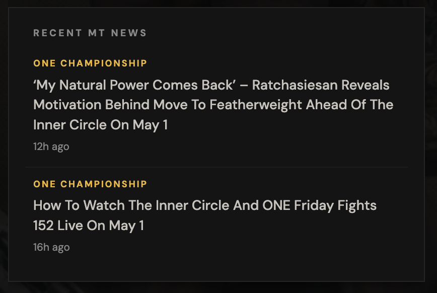 Recent Muay Thai news feed